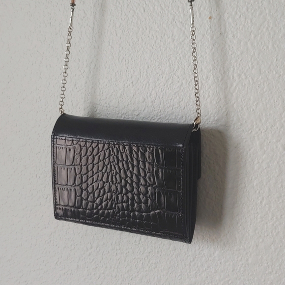 Brighton | Black Leather Beaded Chain Crossbody Purse - Picture 7 of 11